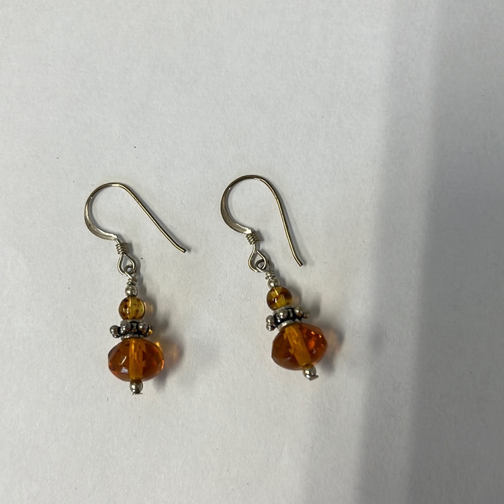 Sterling silver and Amber earrings new NWOT beautiful.